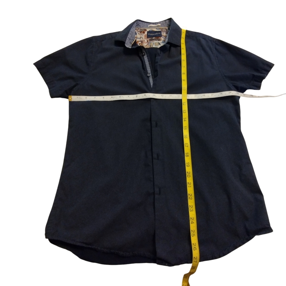 EUC Denim And Flower Dark Blue Short Sleeve Polka Dot Shirt Blouse - Picture 6 of 6